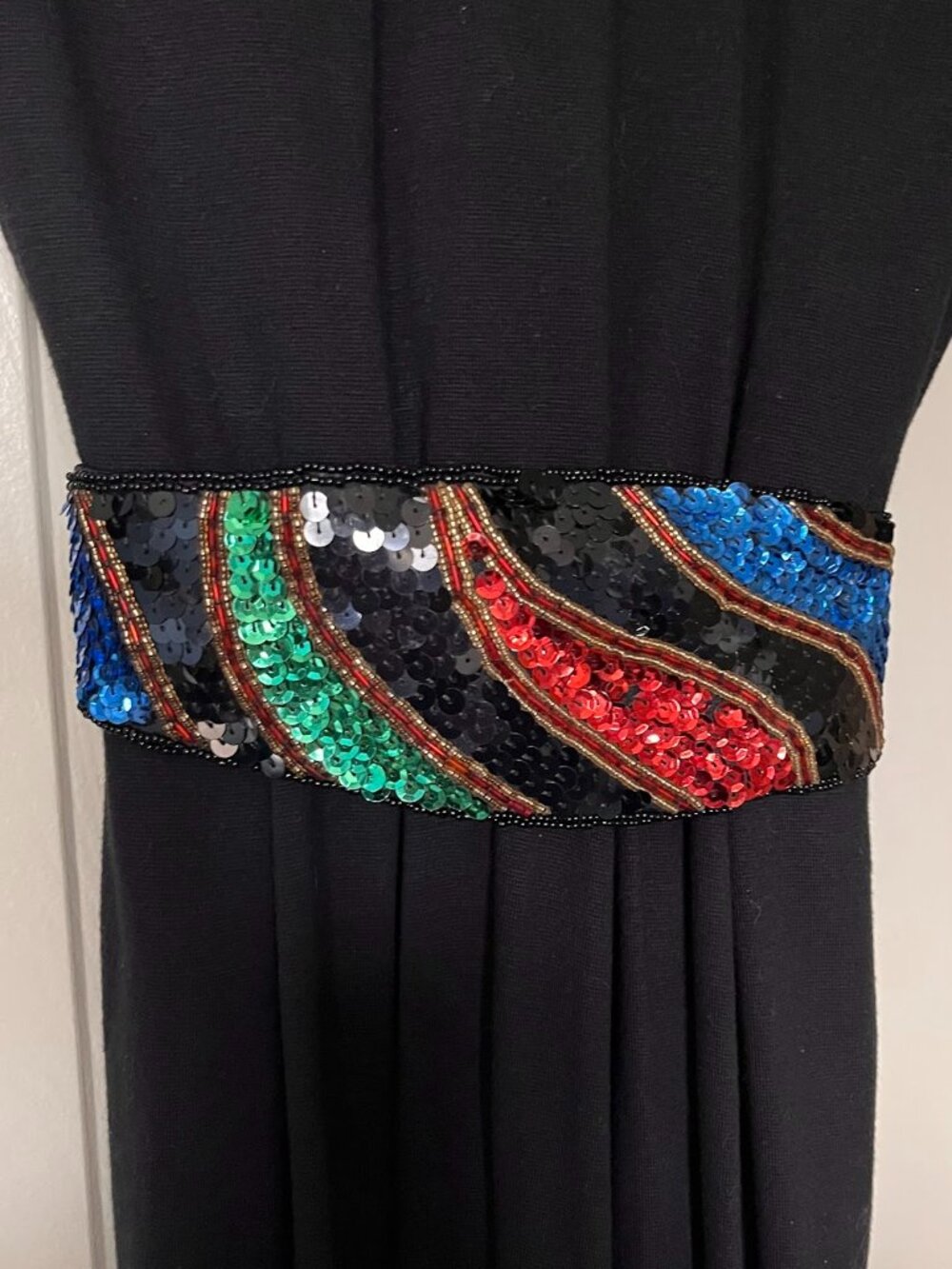 VTG 80'S NWOT Magid Women's S Multicolor Sequined Cummerbund Belt